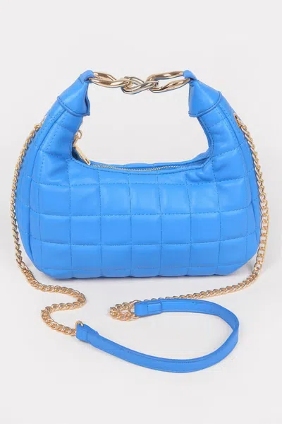 Fashnzfab Quilted Faux Leather Hobo Bag In Blue