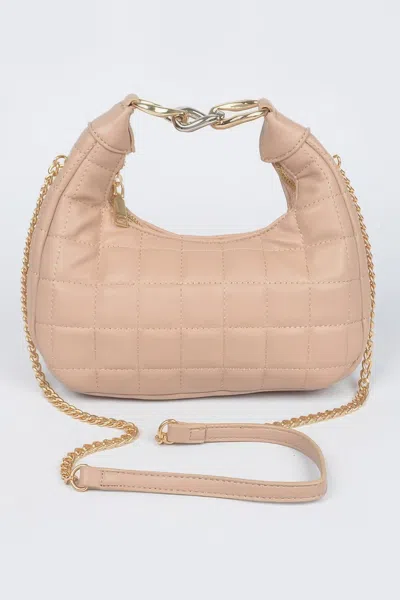 Fashnzfab Quilted Faux Leather Hobo Bag In Neutral