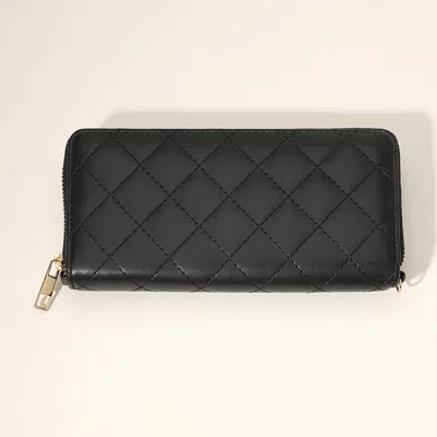 Fashnzfab Quilted Faux Leather Long Wallet In Black