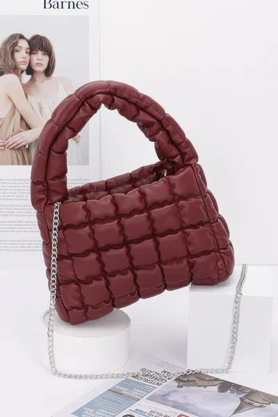 Fashnzfab Quilted Faux Leather Padded Handle Bag In White