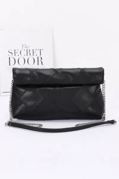 Fashnzfab Quilted Faux Leather Pouch In Black