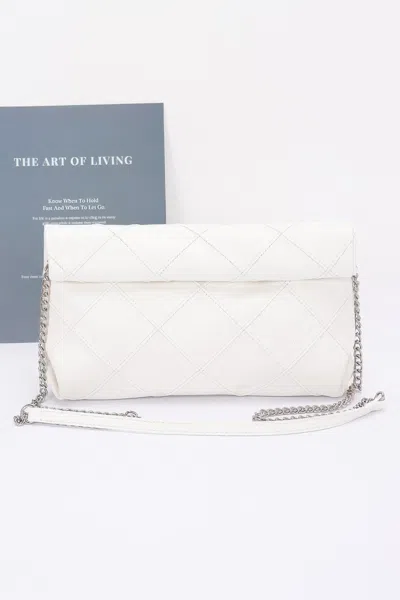 Fashnzfab Quilted Faux Leather Pouch In White