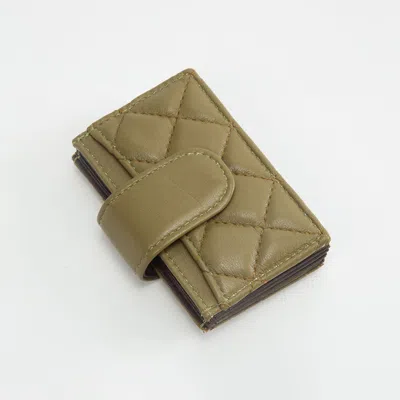 Fashnzfab Quilted Faux Leather Snap Closure Card Holder Wallet In Green
