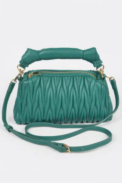 Fashnzfab Quilted Faux Leather Top Handle Bag In Blue