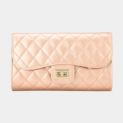 Fashnzfab Quilted Flap Evening Clutch Bag / Crossbody Bag In Beige