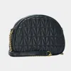 Fashnzfab Quilted Half Moon Faux Leather Crossbody Bag In Black