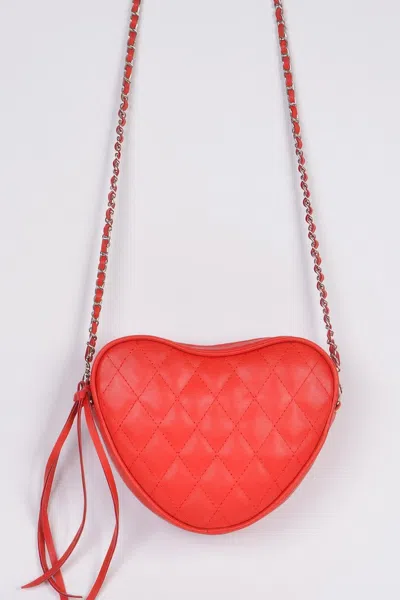 Fashnzfab Quilted Heart Clutch In Red