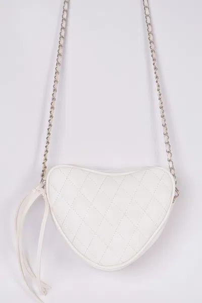 Fashnzfab Quilted Heart Clutch In White