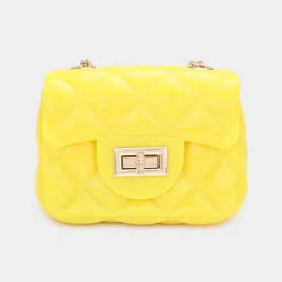 Fashnzfab Quilted Jelly Mini Micro Crossbody Bag In Yellow
