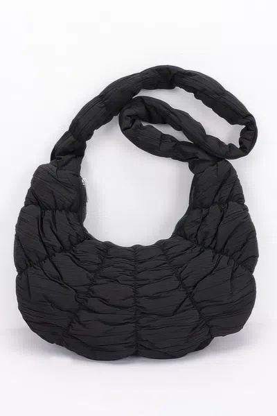 Fashnzfab Quilted Nylon Padded Crossbody Bag In Black