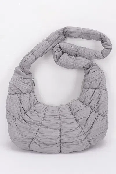 Fashnzfab Quilted Nylon Padded Crossbody Bag In Grey