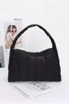 Fashnzfab Quilted Nylon Shoulder Bag In Black