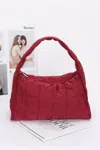 Fashnzfab Quilted Nylon Shoulder Bag In White