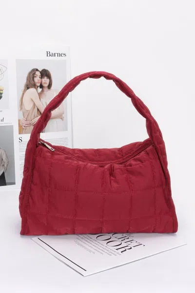 Fashnzfab Quilted Nylon Shoulder Bag In White