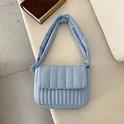 Fashnzfab Quilted Padded Crossbody Bag In Blue