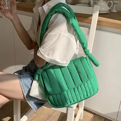 Fashnzfab Quilted Padded Crossbody Bag In Green