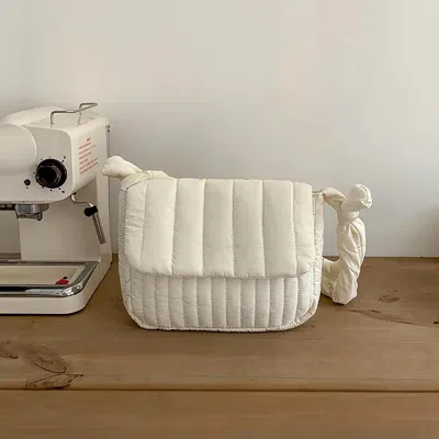Fashnzfab Quilted Padded Crossbody Bag In White
