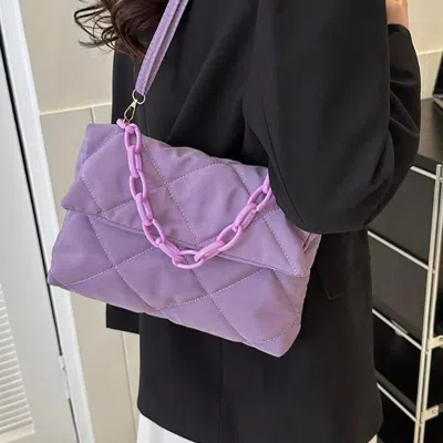 Fashnzfab Quilted Padded Flap Shoulder Bag / Crossbody Bag In Purple