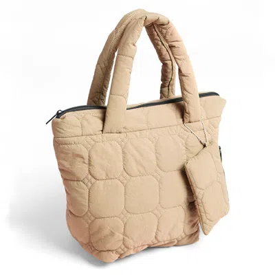 Fashnzfab Quilted Padded Hand Bag In Sand