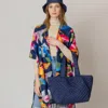 Fashnzfab Quilted Padded Puffer Tote Bag In Blue