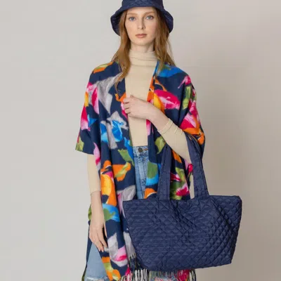Fashnzfab Quilted Padded Puffer Tote Bag In Blue