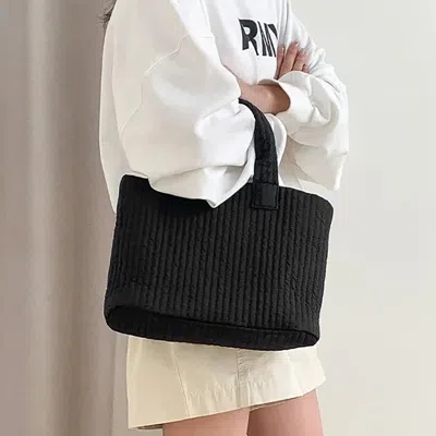 Fashnzfab Quilted Padded Tote Bag In Black