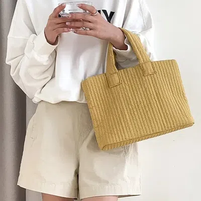 Fashnzfab Quilted Padded Tote Bag In Yellow