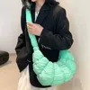 Fashnzfab Quilted Puffer Croissant Cloud Crossbody Bag In Green