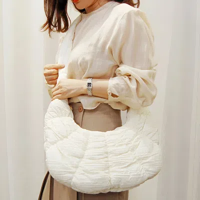 Fashnzfab Quilted Puffer Croissant Cloud Crossbody Bag In Multi
