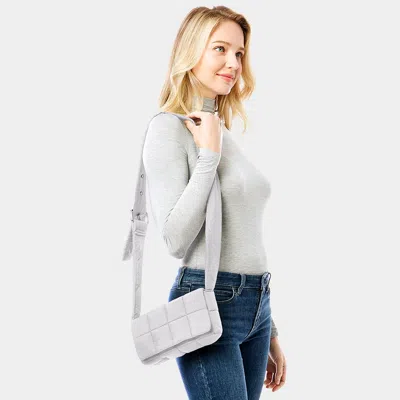 Fashnzfab Quilted Puffer Crossbody Bag In Gray