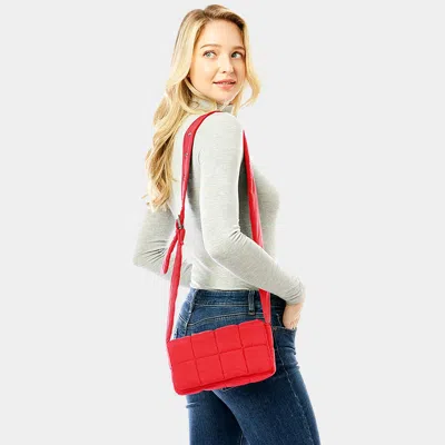 Fashnzfab Quilted Puffer Crossbody Bag In Red