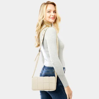 Fashnzfab Quilted Puffer Crossbody Bag In Sand