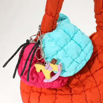 Fashnzfab Quilted Puffer Mini Purse Bag / Bag Charm In Blue