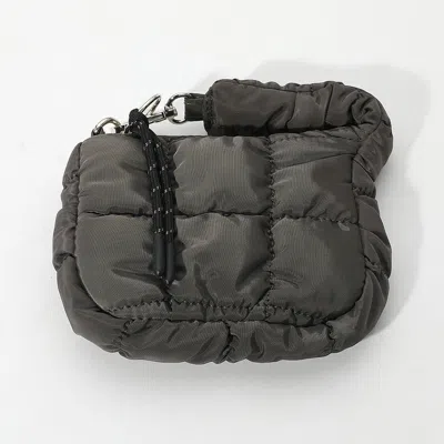 Fashnzfab Quilted Puffer Mini Purse Bag / Bag Charm In Gray