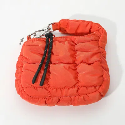 Fashnzfab Quilted Puffer Mini Purse Bag / Bag Charm In Orange