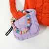 Fashnzfab Quilted Puffer Mini Purse Bag / Bag Charm In Purple