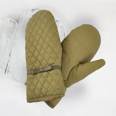 Fashnzfab Quilted Puffer Padded Mitten Gloves In Green