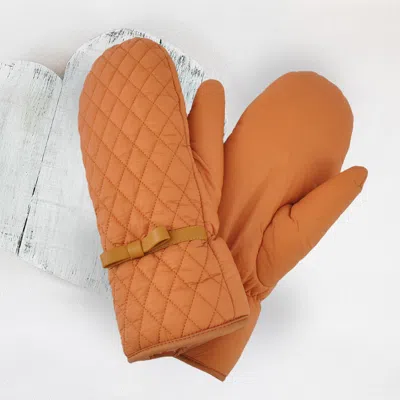 Fashnzfab Quilted Puffer Padded Mitten Gloves In Brown