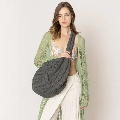 Fashnzfab Quilted Puffer Shoulder / Crossbody Bag Cloud Bag In Gray