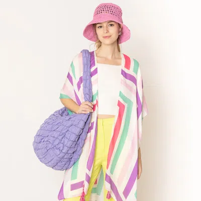 Fashnzfab Quilted Puffer Shoulder / Crossbody Bag Cloud Bag In Purple