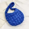 Fashnzfab Quilted Puffer Tote / Shoulder Bag Cloud Bag In Blue
