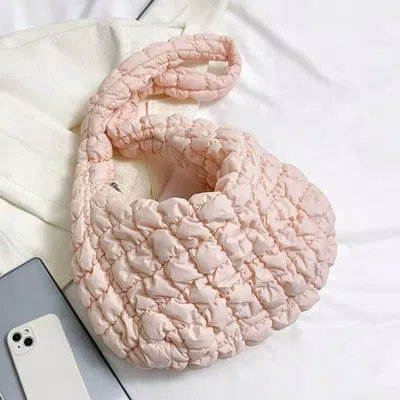 Fashnzfab Quilted Puffer Tote / Shoulder Bag Cloud Bag In Pink