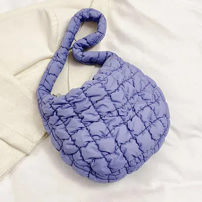 Fashnzfab Quilted Puffer Tote / Shoulder Bag Cloud Bag In Purple