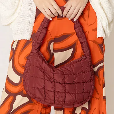 Fashnzfab Quilted Puffer Tote / Shoulder Bag Cloud Bag In Red