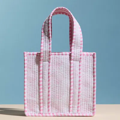 Fashnzfab Quilted Shell Pattern Tote Bag In Pink