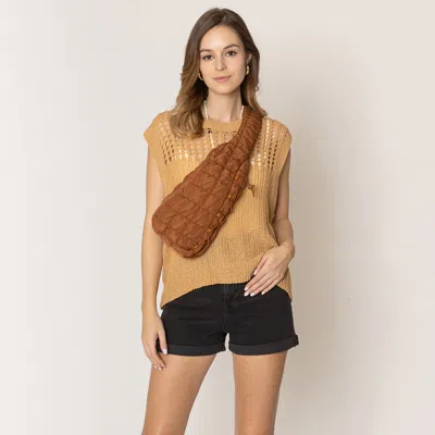 Fashnzfab Quilted Sling Bag In Brown