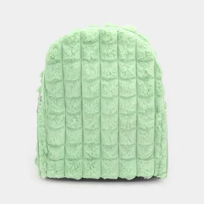 Fashnzfab Quilted Solid Faux Fur Backpack Bag In Green