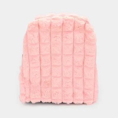 Fashnzfab Kids' Quilted Solid Faux Fur Backpack Bag In Pink