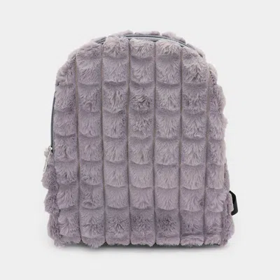 Fashnzfab Quilted Solid Faux Fur Backpack Bag In Purple