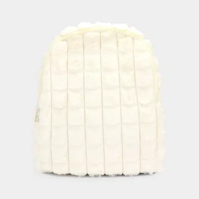 Fashnzfab Quilted Solid Faux Fur Backpack Bag In White